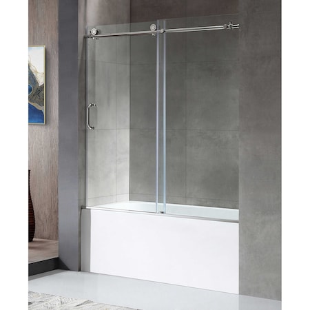 Anzzi Left Drain Tub in White With 60 x 62 in. Tub Door in Chrome, 5 ft. SD1701CH-3060L
